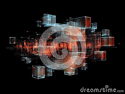 Exploring abstract digital cubes, a visual journey into data structures Stock Photo
