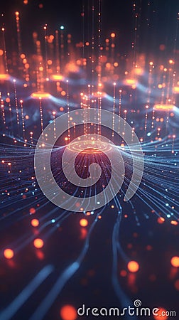 Exploring Abstract Digital Networks, Data Flows and Connections in Cyberspace, Illuminating Technology's Future Stock Photo