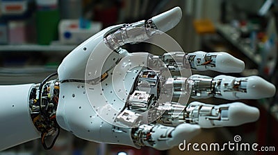 Exploring advanced robotic hand engineering, design and functionality Stock Photo