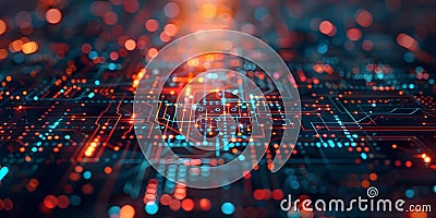 Exploring Advanced Technology and Data Integration Innovation Through Abstract Closeup Images. Stock Photo