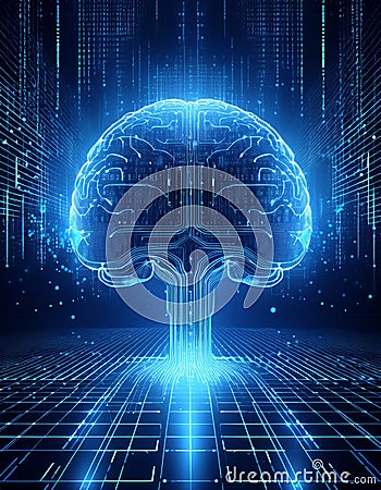 Exploring artificial intelligence brain concepts digital space graphic representation futuristic innovation brainstorming Stock Photo