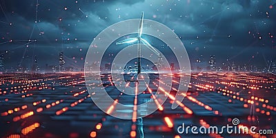 Exploring blockchain technology in renewable energy systems to optimize energy distribution and Stock Photo