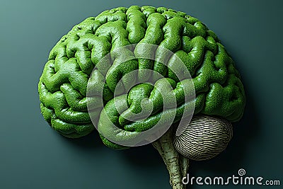 Exploring brain concepts in green color artistic representation modern environment perspective Stock Photo