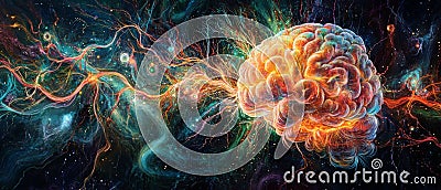 Exploring the Brain Neural Networks of Choice Creativity and Cognitive Processes Visualized Stock Photo