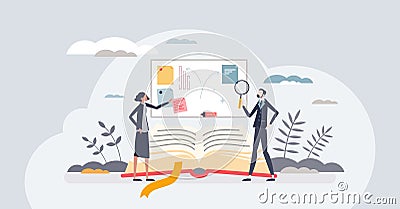 Exploring business strategies with adviser consulting tiny person concept Vector Illustration