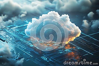 Exploring Cloud Technology: Digital Innovations and Networking in Modern Computing Stock Photo