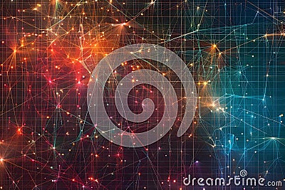 Exploring the Complex Network, A Visual Representation of Interconnections and Pathways, Showing Data Flow and Syst Stock Photo