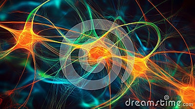 Exploring the concept of string theory through vibrant depictions of multidimensional strings and theoretical physics Stock Photo