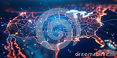 Exploring Connectivity and Data Transfer in US Digital Mapping Technology. Concept Digital Mapping, Stock Photo