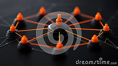 Exploring Connectivity: A Web of Interlinked Nodes and Networks Representing Collaboration Stock Photo