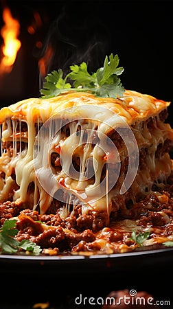 Exploring culinary artistry with a focus on delectable beef lasagna Stock Photo