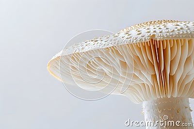 Exploring the Delicate Underside of a Mushroom Cap, Unveiling the Intricate Gills and their Structure with Stunning Stock Photo