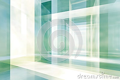 Exploring the Depths of a Softly Illuminated Tesseract Projection Revealing Multidimensional Layers Stock Photo