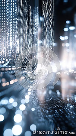 Exploring digital cityscapes, a journey through data streams and luminous architecture Stock Photo