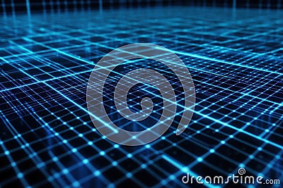 Exploring Digital Networks, A Futuristic Grid Visualization Stock Photo