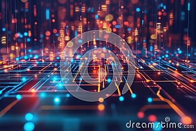 Exploring Digital Networks, A Visual Journey into the Technological World of Data Flow and Connectivity Stock Photo