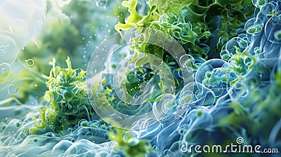 Exploring diverse styles visualizing cyanobacteria concepts in various artistic forms Stock Photo