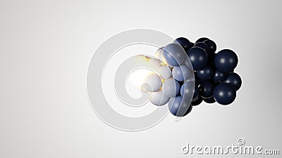 Exploring dynamic, abstract movements with spherical clusters having explosive characteristics Stock Photo