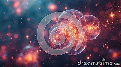 Exploring the Dynamic Behavior of Subatomic Particles in Space Stock Photo