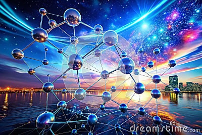 Exploring the Dynamic Bonds of Hydrogen A Futuristic Visualization of Molecular Structure and Network Connections Ideal Stock Photo