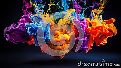 Exploring Dynamic Pigments in Liquid Motion. Generative Ai Stock Photo