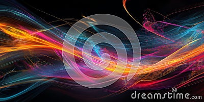 Exploring Dynamic Technology Through Vibrant Abstract Light Patterns and Colorful Motion Stock Photo