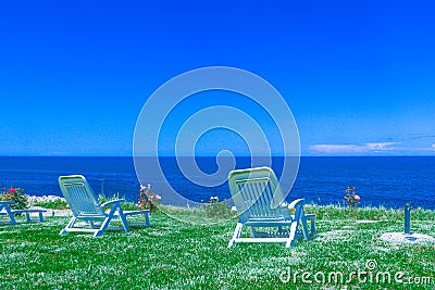 Exploring the eastrn coast around Pescara, Italy filled with golden beaches and tiki umbrellas Stock Photo