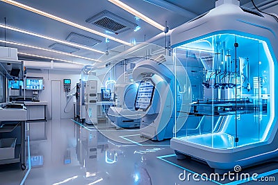 Exploring Futuristic Automated Laboratories, Advanced Robotic Systems and Cleanroom Technology for High-Precision M Stock Photo