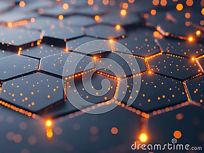 Exploring glowing hexagon patterns, A visual journey into abstract design Stock Photo