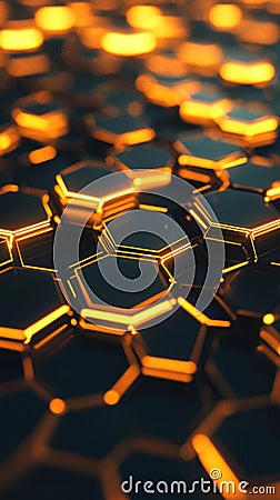 Exploring glowing hexagonal patterns, a visual journey into abstract design Stock Photo
