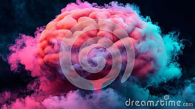 Exploring the Human Mind: A Dynamic Showcase of Brain Functionality with AI and Neuroscience Stock Photo