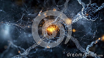 Exploring human potential interconnected minds in a neural network digital art futuristic environment macro view Stock Photo