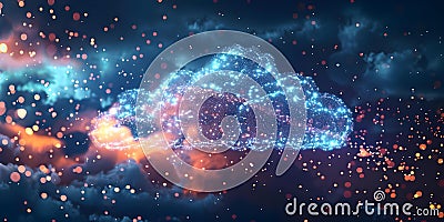 Exploring Hybrid Cloud Solutions and AI Integration between On-Premises Infrastructure and Cloud Stock Photo