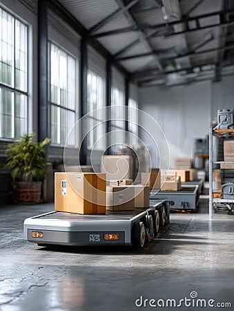 Exploring the Impact of Fork Trucks in Automated Logistics and the Future of Robotics and AI Technologies Stock Photo