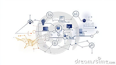 Exploring Innovative Icons for Streamlined Technical Support and Exceptional Customer Service Workflows with Various Devices Stock Photo