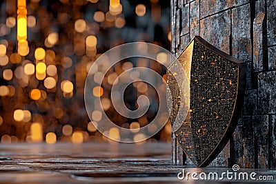 Exploring the Intersection of Ancient Symbols and Modern Blockchain Technology in Digital Security Innovations Stock Photo