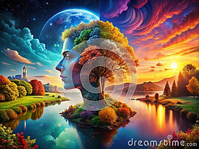 Exploring the Intricacies of Artificial Consciousness Abstract Imagery Unveiling the Depth of AI Minds Stock Photo