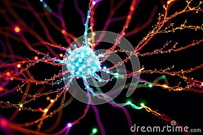 Exploring the Intricacies of Neurons and Synapses. A beautiful abstract Neurons and Synapses. Generative AI Stock Photo