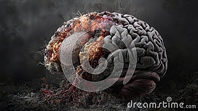 Exploring the intricate folds of the brain artistic representation of neural dynamics abstract environment science concept Cartoon Illustration