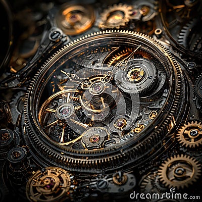 Exploring the Intricate Patterns of Gears in a Close-Up Watch Photograph Perfect for Any Design Enthusiast Stock Photo
