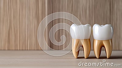 Exploring the Intriguing Characteristics of Teeth: A Detailed Examination of Tooth Structure and Functionality on a Table Display Stock Photo