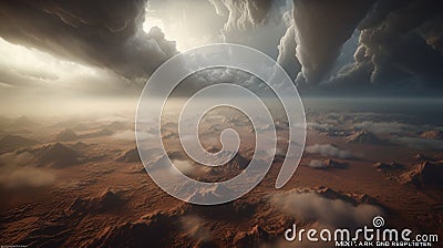 Exploring Martian Clouds: A Cinematic Hyper-Detailed Journey Stock Photo