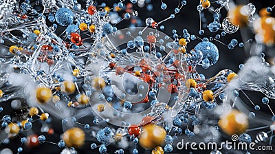 Exploring material science polymers durability closeup of colorful molecular structures in laboratory environment Stock Photo