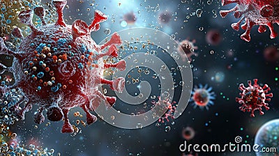 Exploring the Microscopic Worlds of Viruses: Unveiling the Invisible Threats in Our Air Stock Photo