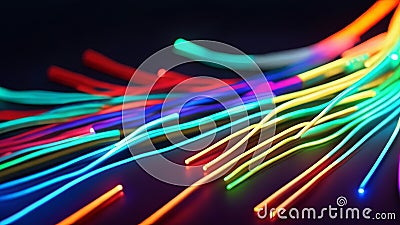 Exploring New Business Trends Using LEDs, Optical Fibre, and Coloured Electric Cables. Stock Photo