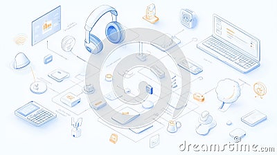 Exploring Optimized Technical Support Icons for Enhanced Customer Service Workflows and Device Management Stock Photo
