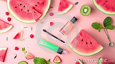 Exploring the Phenomenon of Watermelon Cosmetic: Unveiling the Concept of Cosmetic and Beauty Proced Stock Photo