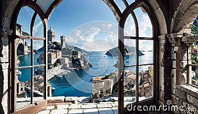 Exploring Porto Venere's Ancient Sea View Stock Photo