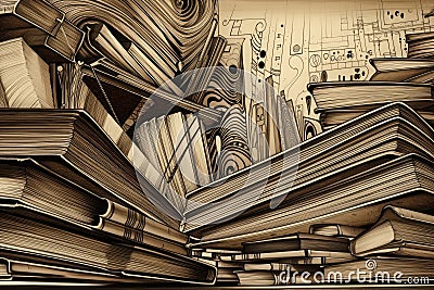 Exploring the Power of Knowledge through Abstract Book Depiction, Generative AI Cartoon Illustration