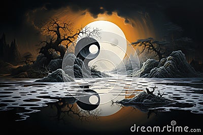 Exploring the profound symbolism and philosophy of yin-yang: a journey into balance, harmony, and duality in Chinese Stock Photo